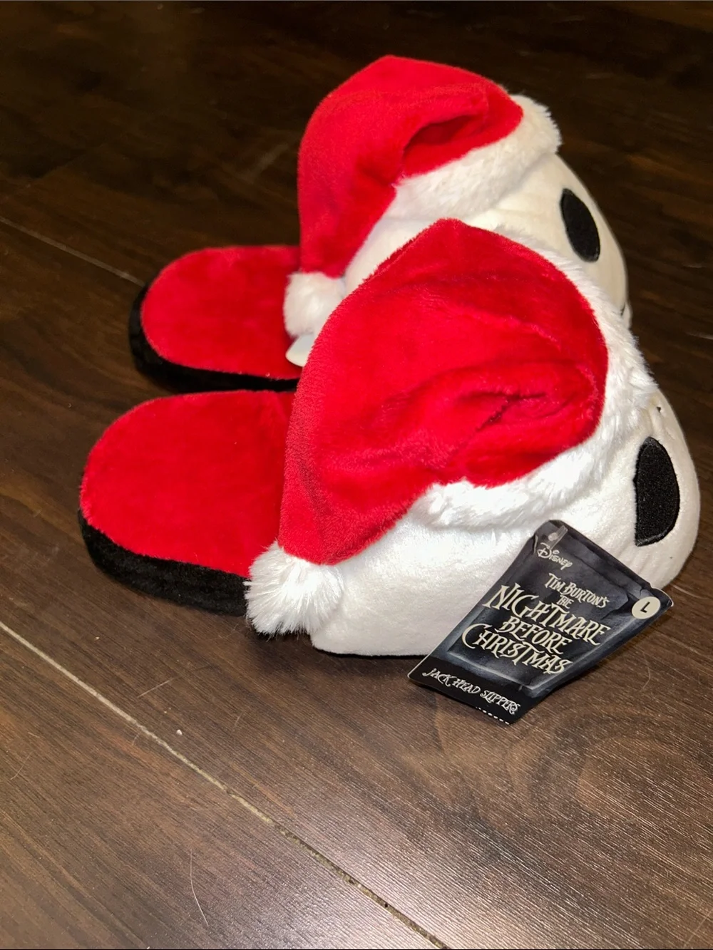 Disney Jack Skellington Plush Slippers in White, Black & Red